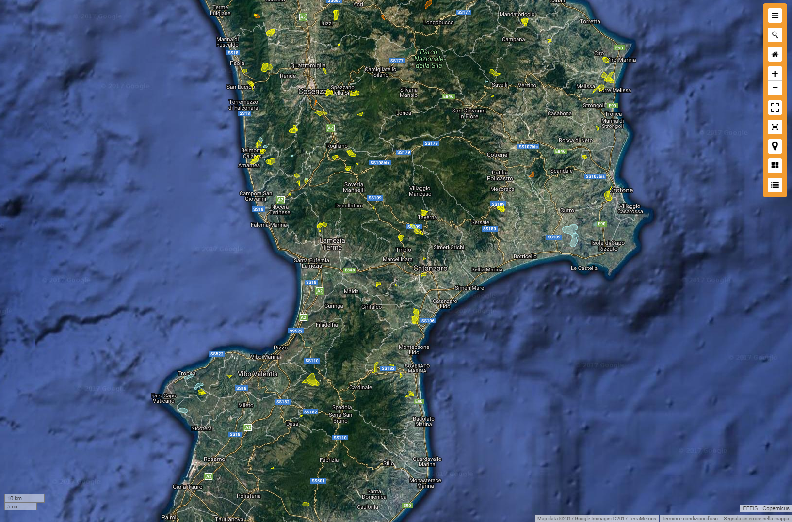 Migliaia di ettari interessati da incendi in Calabria