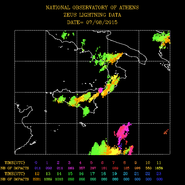 I temporali in atto oggi 7 agosto 2015