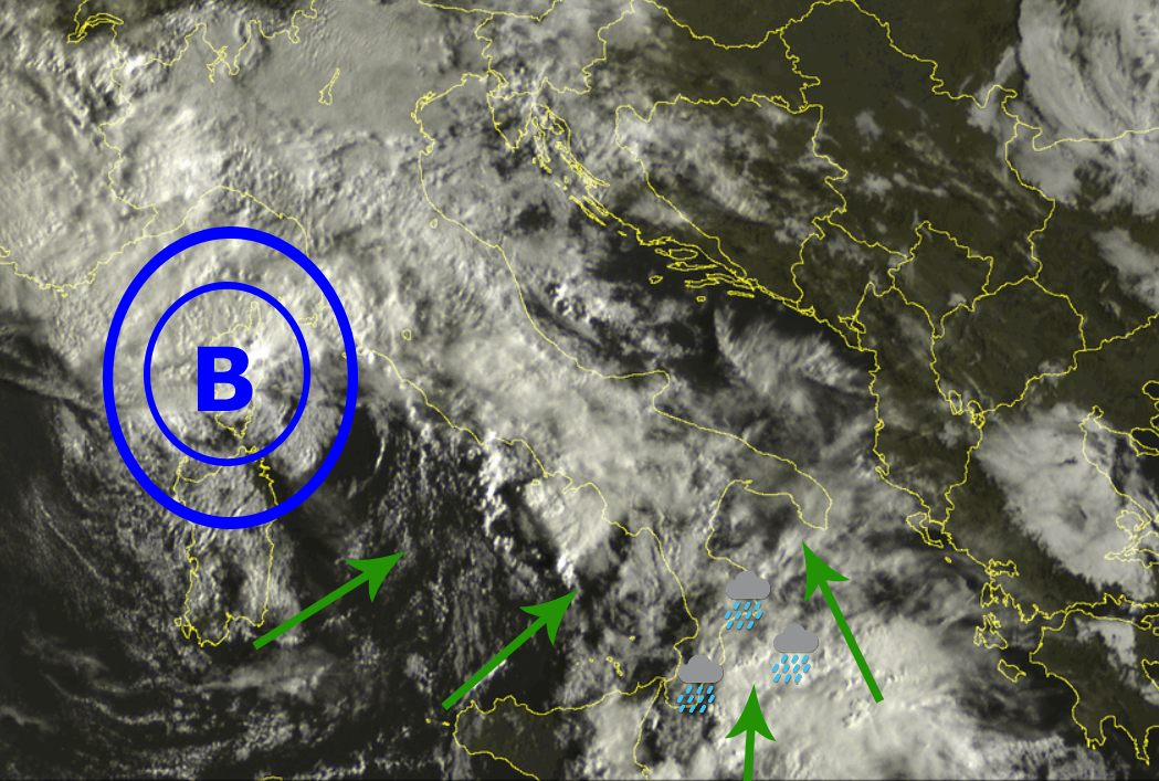 Nuvolosità diffusa e piogge, localmente forti