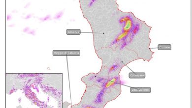 La mappa dei temporali "di calore" di GIOVEDI' 9 giugno in Calabria...