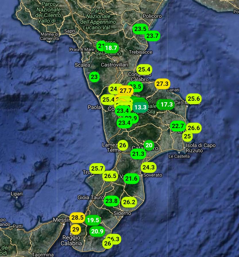Gran caldo in Calabria: registrati valori massimi fino a +30°!!!