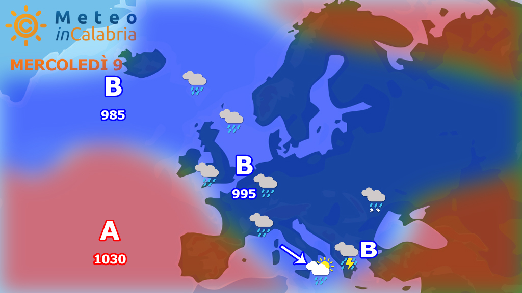 Meteo di mercoledì e giovedì:piogge sparse e brusco calo termico!!