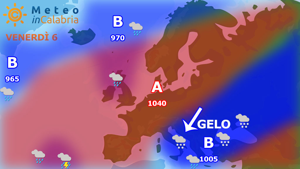 Meteo Calabria in dettaglio per venerdì e sabato:  GELO E NEVE!