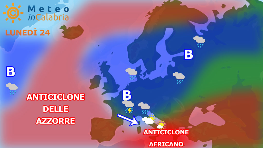 Meteo di lunedì e martedì: dal Sahara al nord Atlantico in 24 ore