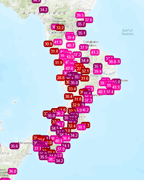 Bollettino di guerra calabrese, 5 agosto 2017: superati i 44°!