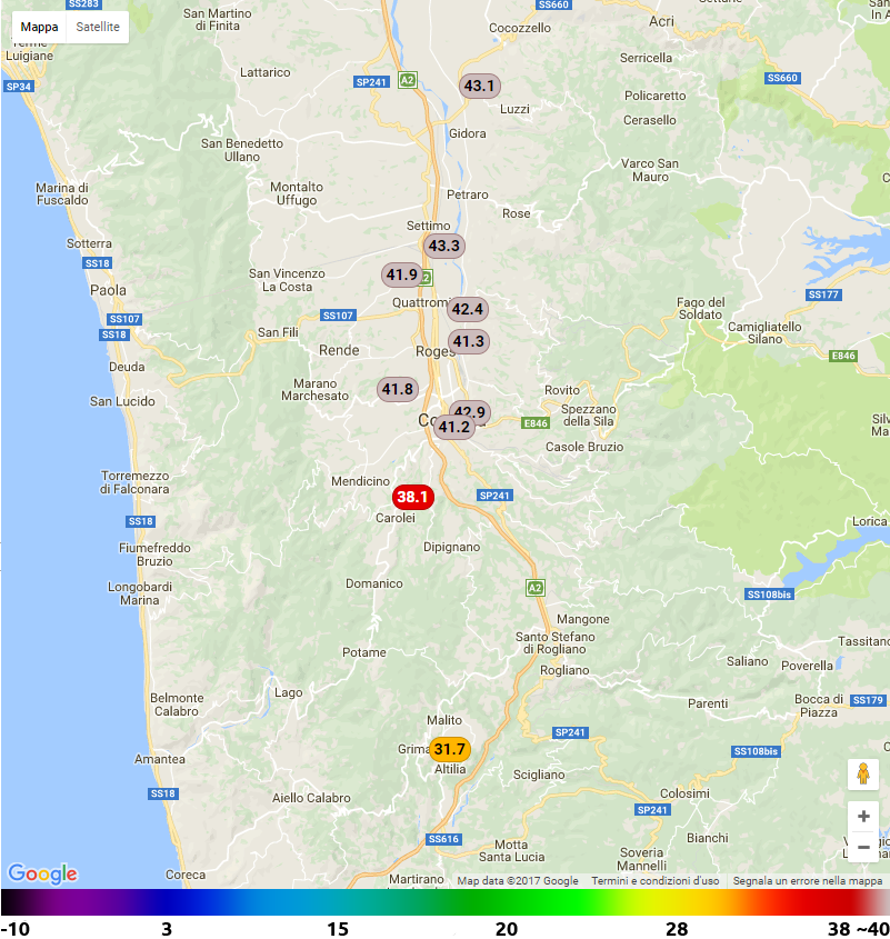 3 agosto 2017: sfiorati i 44° in Calabria!