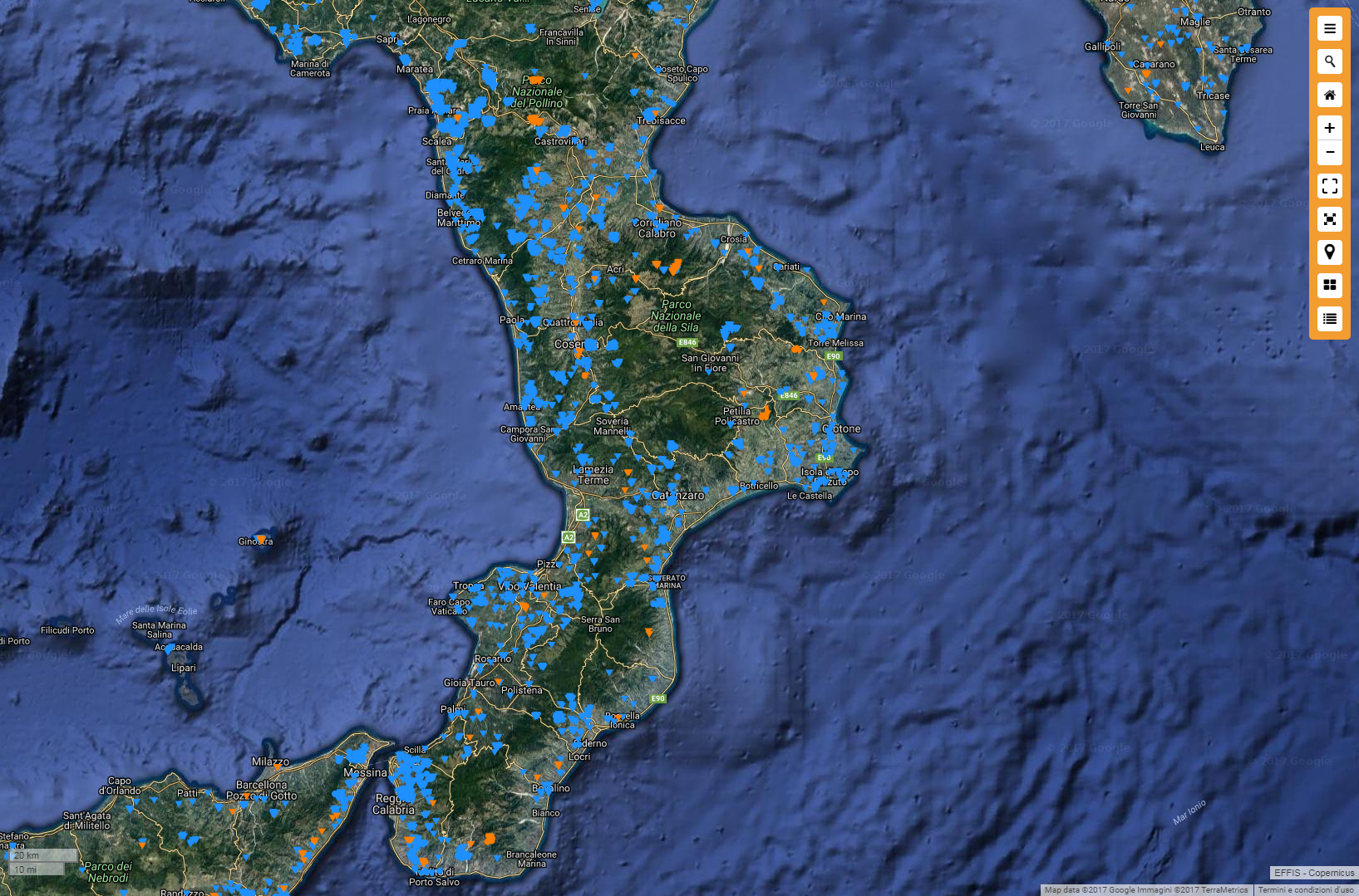 Migliaia di ettari interessati da incendi nel luglio 2017 in Calabria! Ecco i dati e le mappe