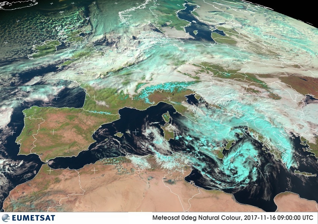 Vortice ciclonico sul Mediterraneo: le immagini e la tendenza.