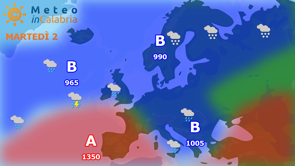 Martedì intenso maltempo con neve sui monti e forti venti. Mercoledì debole instabilità...