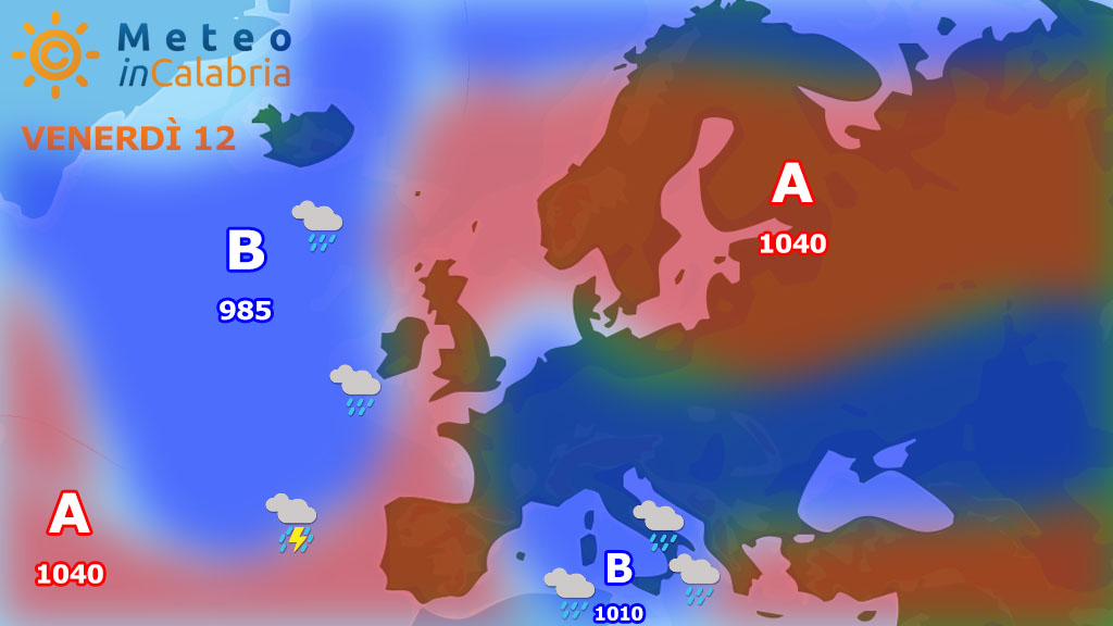 Meteo di venerdi e sabato: peggioramento specie sui settori ionici, torna la neve sui monti