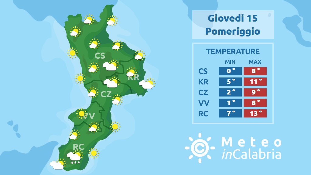 Giovedì tempo in miglioramento, previsti ampi rasserenamenti