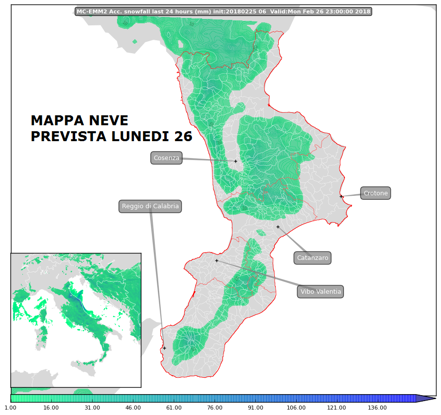 Poche ore ed il gelo invaderà l'Italia: in Calabria freddo e qualche nevicata a bassa quota