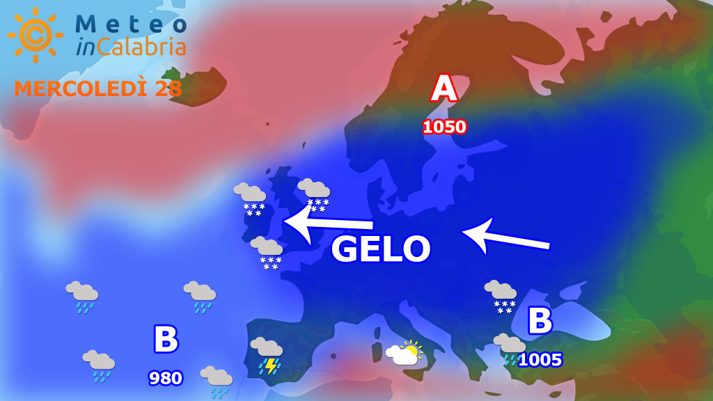 Meteo di mercoledì e giovedì: ultime sporadiche nevicate, poi rapido rialzo delle temperature.