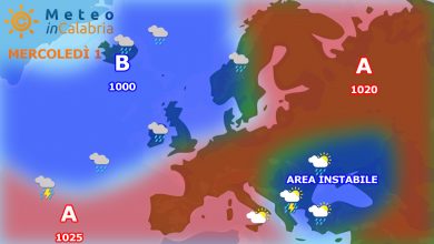 Meteo di mercoledì e giovedì in Calabria: ancora locale instabilità pomeridiana...
