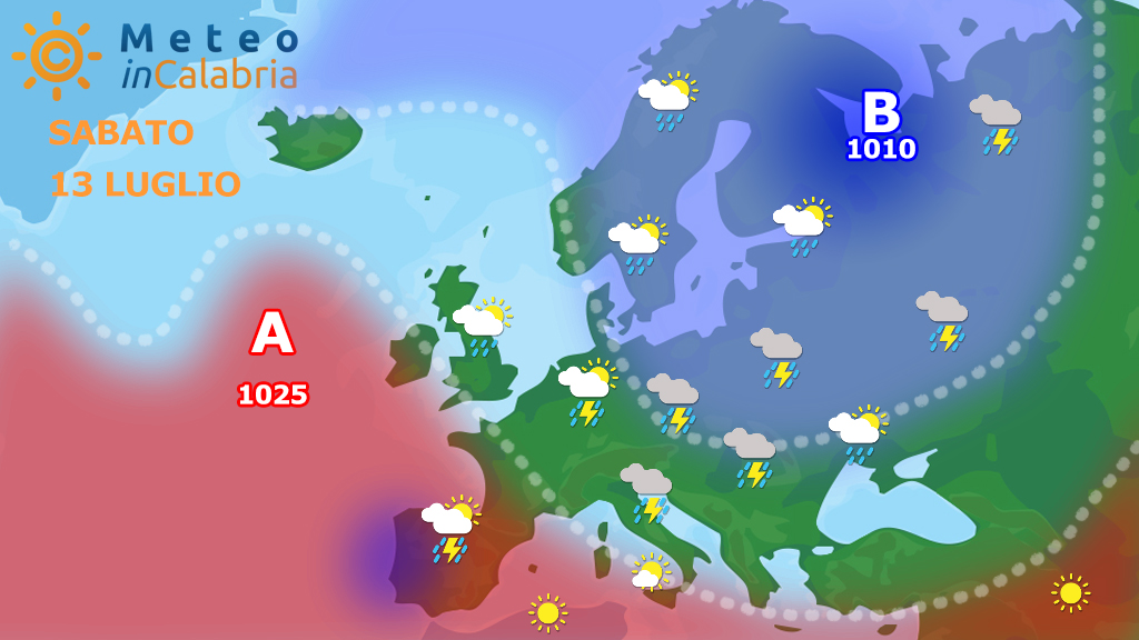 sinottica europa calabria sabato 13 luglio 2019