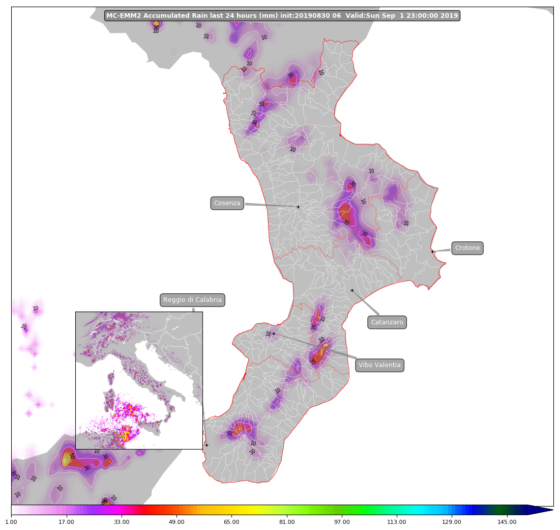 precipitazioni previste in calabria per giorno 1 settembre 2019