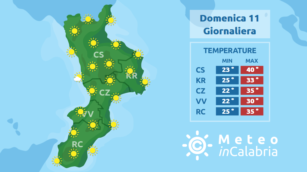 previsioni meteo calabria domenica 11 agosto