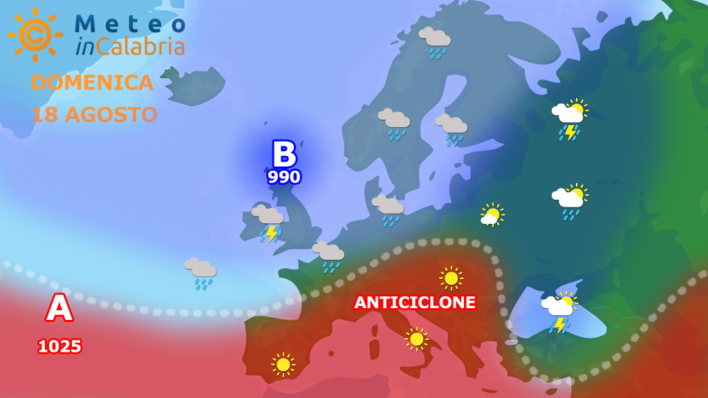 sinottica europa calabria domenica 18 agosto 2019