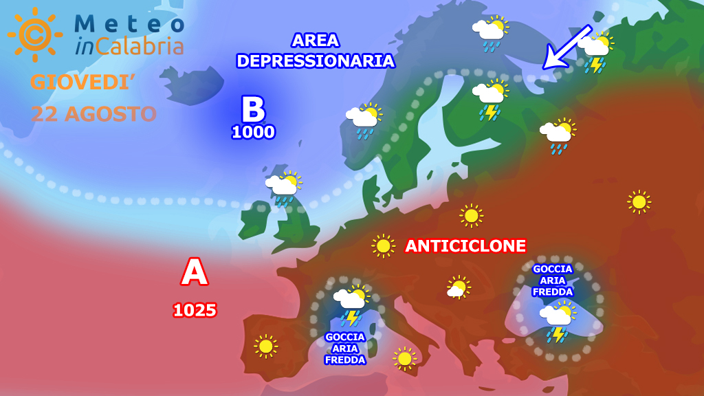 sinottica europa calabria giovedi 22 agosto 2019