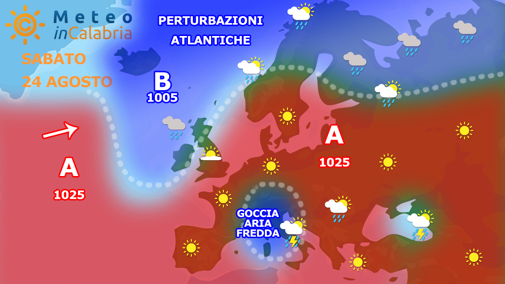 sinottica europa calabria sabato 24 agosto 2019