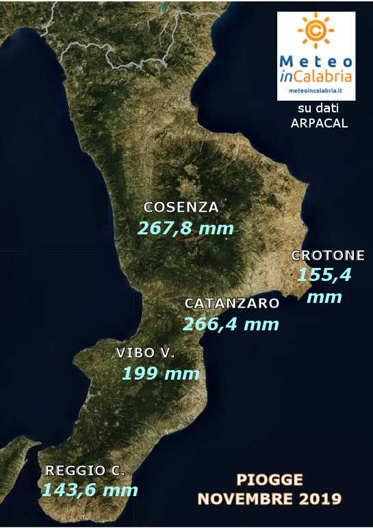 MAPPA PIOGGE CALABRIA novembre 2019