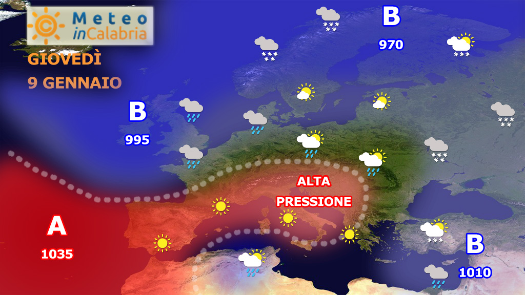 sinottica europa 9 gennaio 2020