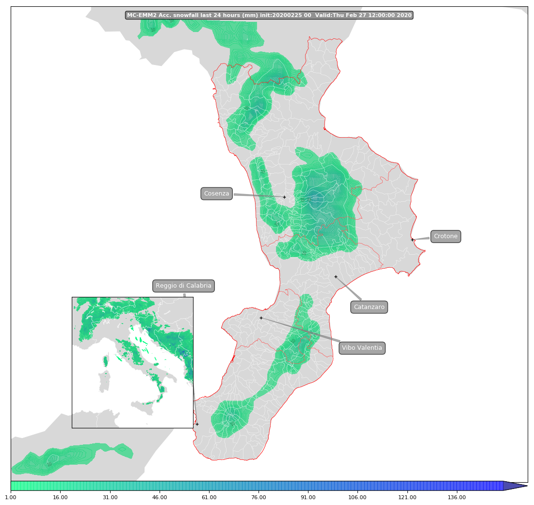 previsione mappa neve calabria 27 febbraio 2020