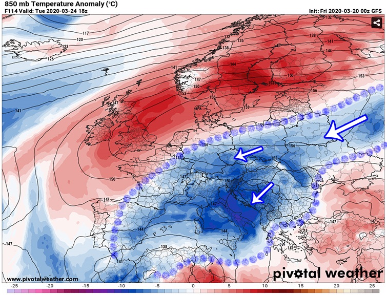 anomalia tempratura 850 hPa