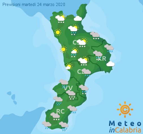 Previsioni Meteo Calabria 24-03-2020