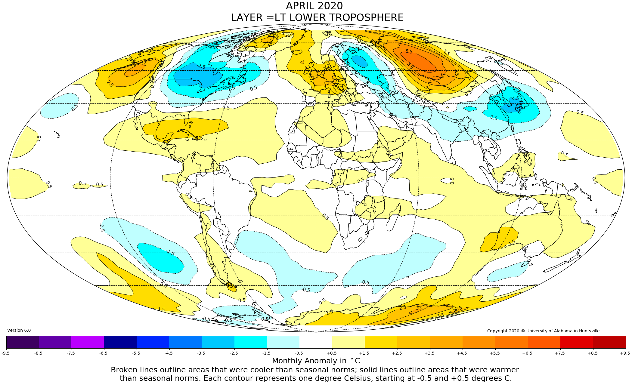Mappa anomalie temperature globali da satellite 