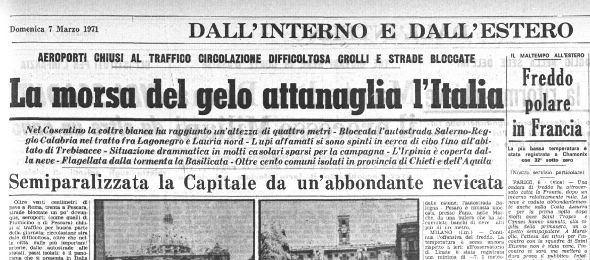 Marzo 1971: quando mezza Calabria fu sepolta dalla neve
