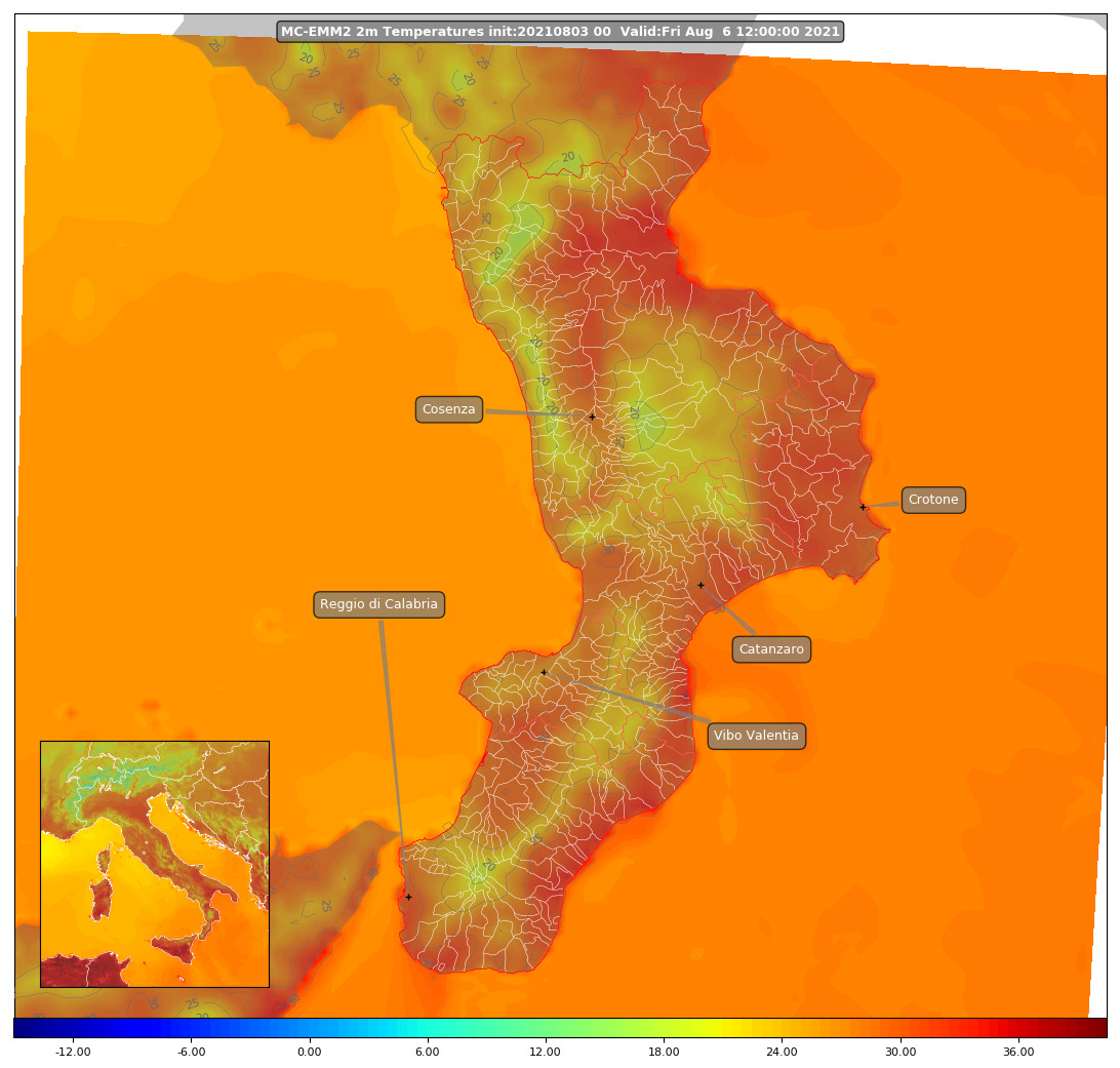 mappa temperature al suolo Calabria 2