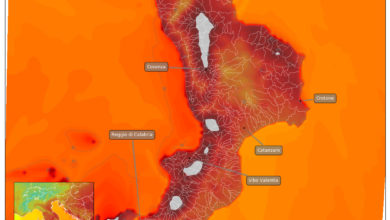 mappa temperature al suolo Calabria mercoledì