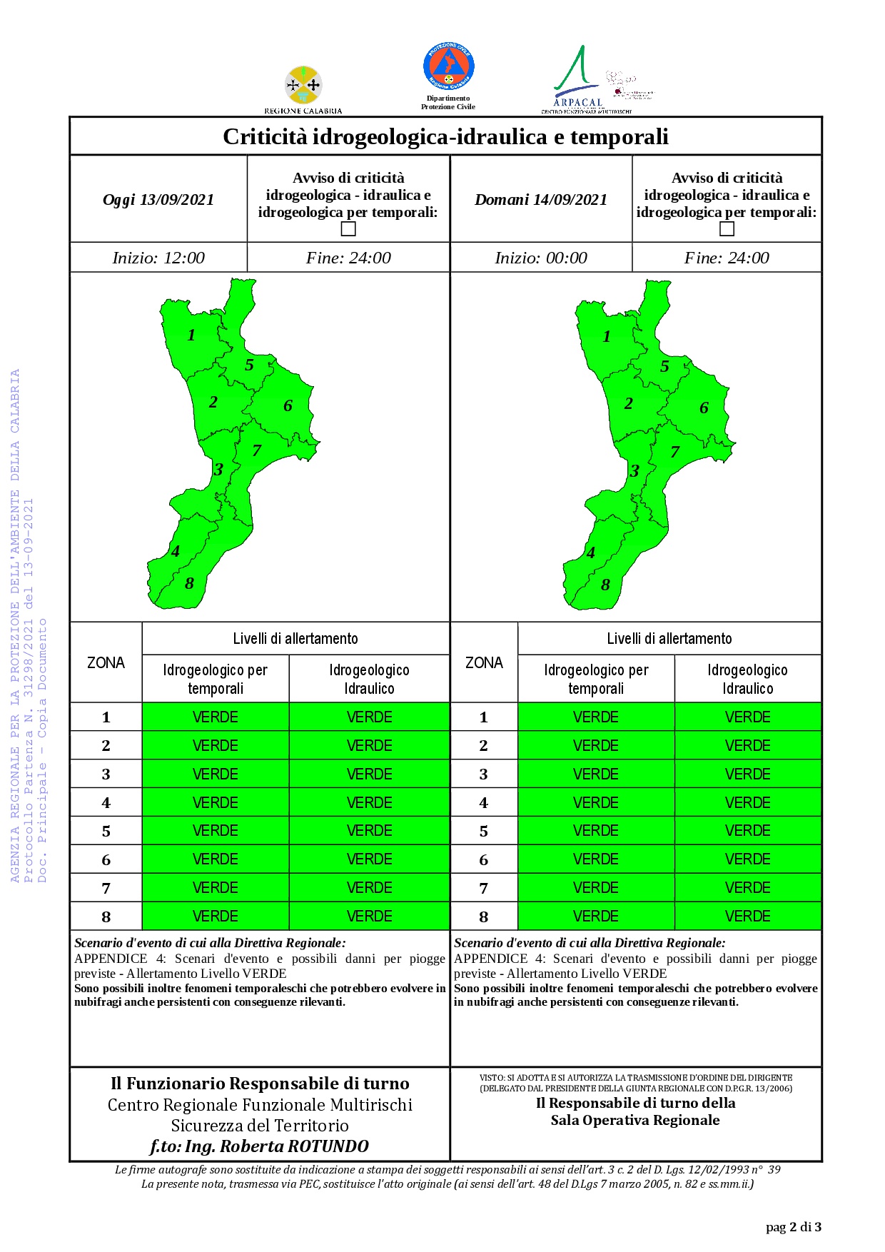 Criticità idrogeologica-idraulica e temporali in Calabria 13-09-2021