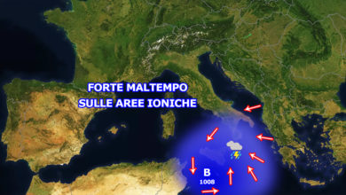 Forte maltempo previsto sulle aree Ioniche