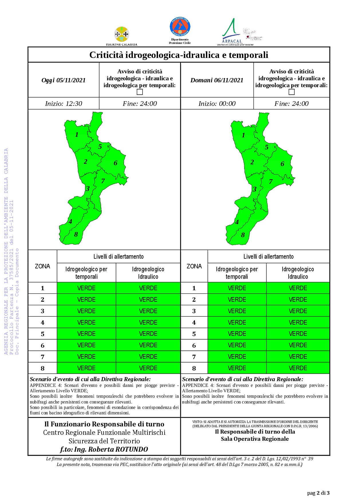 Criticità idrogeologica-idraulica e temporali in Calabria 05-11-2021