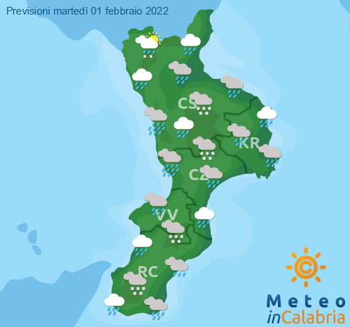 Previsioni Meteo Calabria 01-02-2022