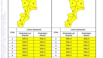 Criticità idrogeologica-idraulica e temporali in Calabria 08-08-2022