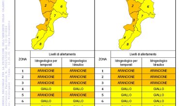 Criticità idrogeologica-idraulica e temporali in Calabria 10-12-2022