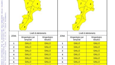 Criticità idrogeologica-idraulica e temporali in Calabria 20-01-2023