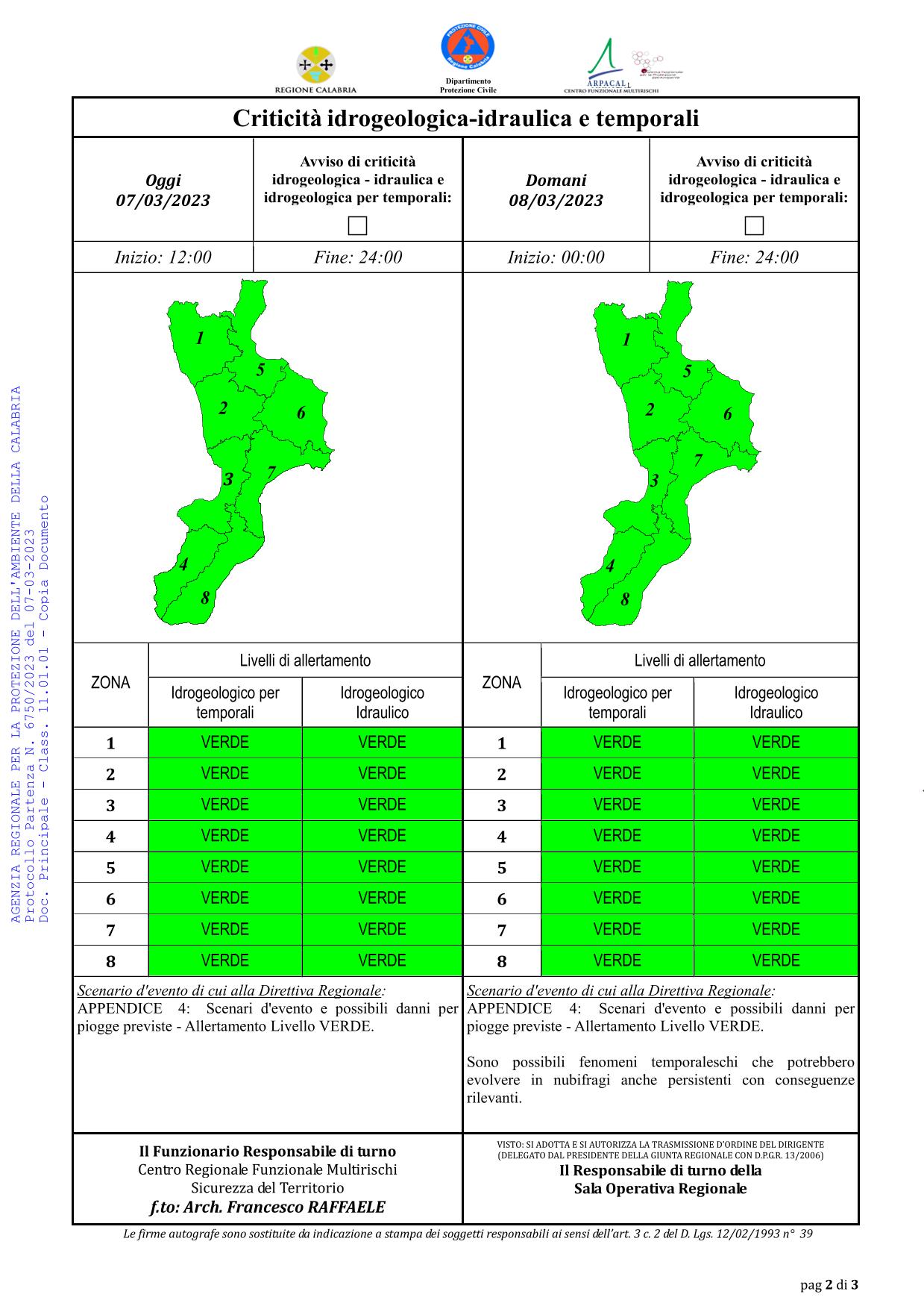 Criticità idrogeologica-idraulica e temporali in Calabria 07-03-2023