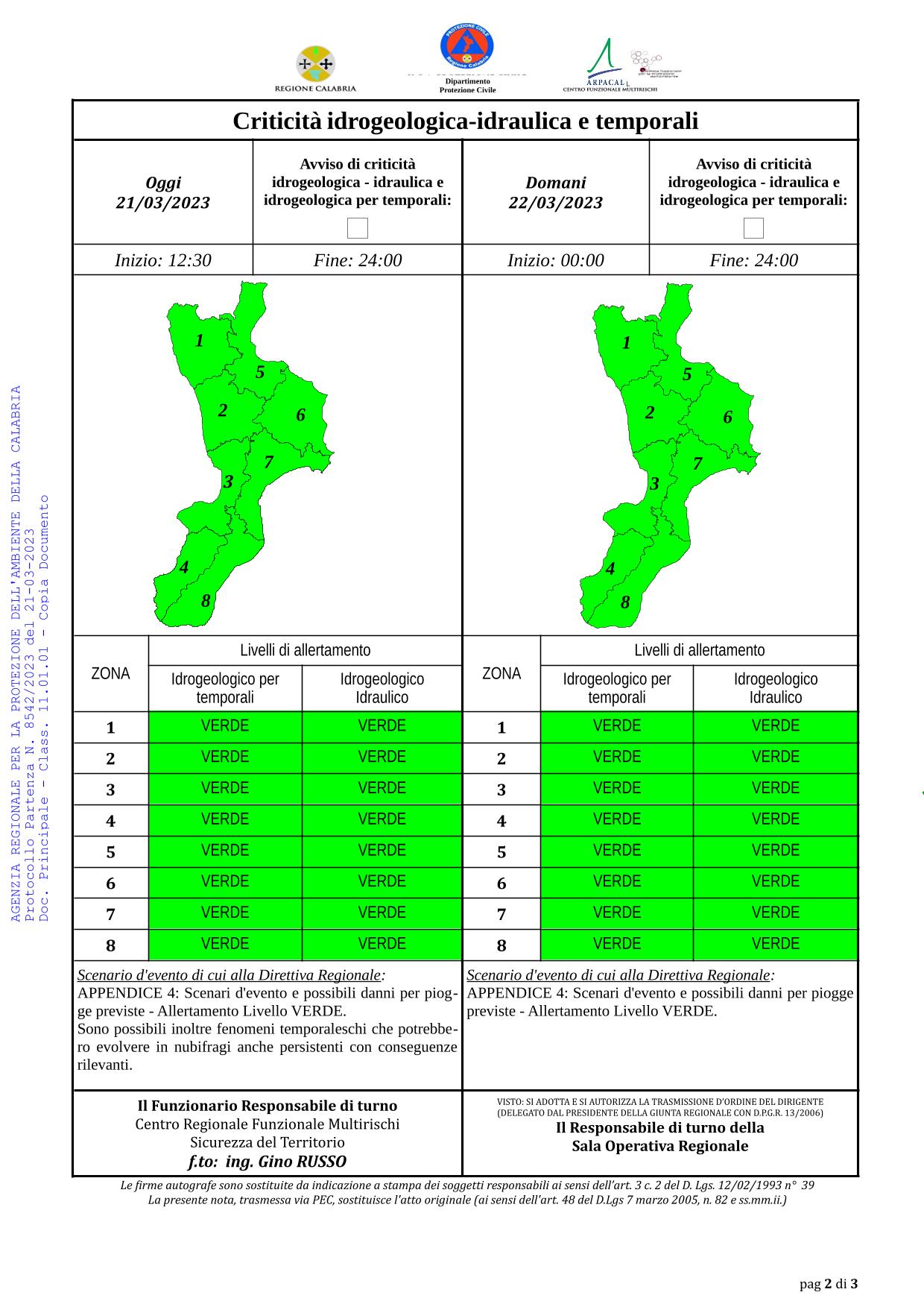 Criticità idrogeologica-idraulica e temporali in Calabria 21-03-2023