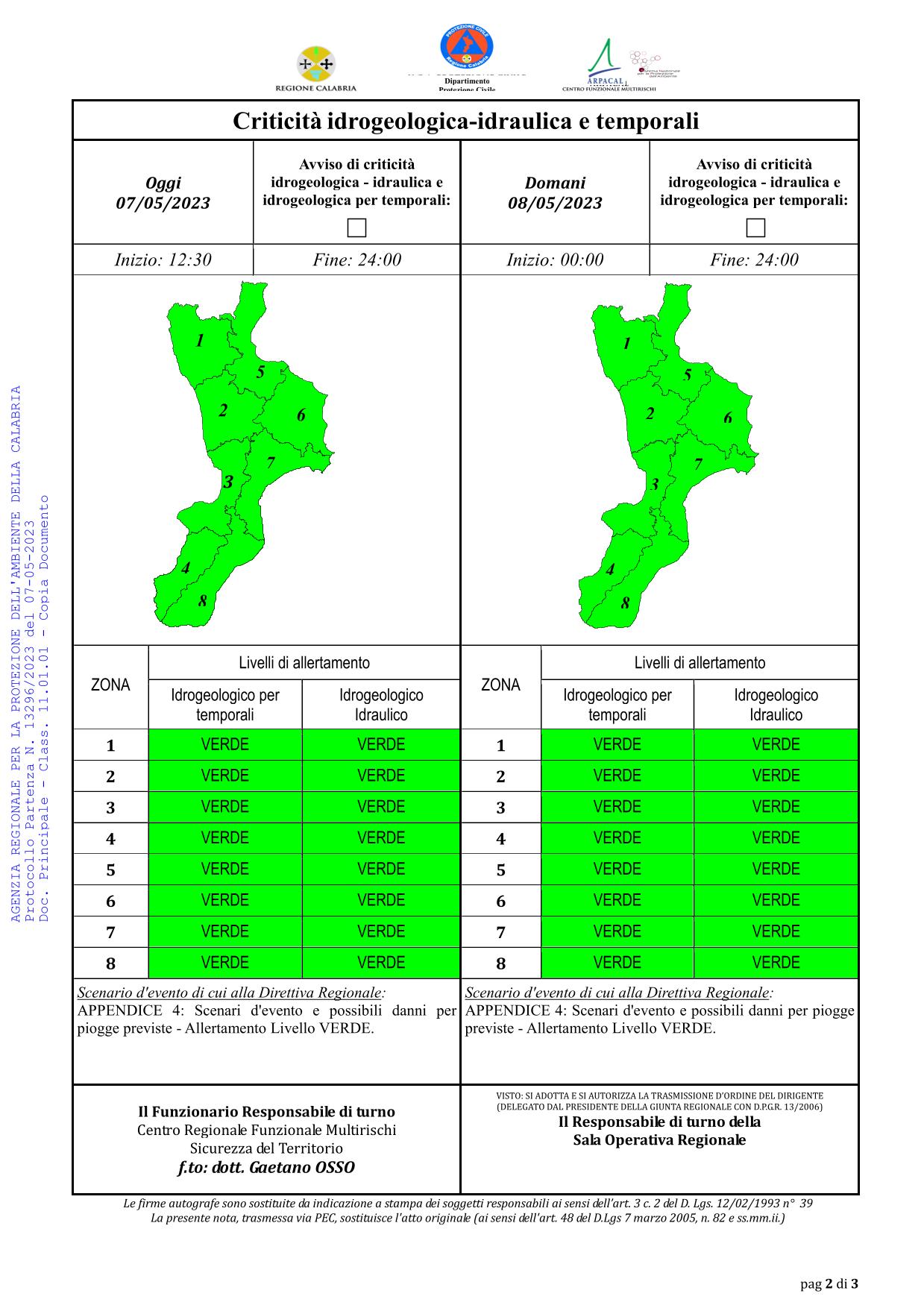 Criticità idrogeologica-idraulica e temporali in Calabria 07-05-2023
