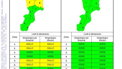Criticità idrogeologica-idraulica e temporali in Calabria 08-06-2023