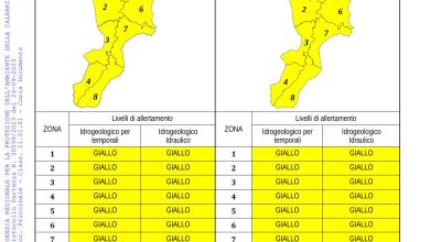 Criticità idrogeologica-idraulica e temporali in Calabria 24-09-2023