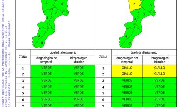 Criticità idrogeologica-idraulica e temporali in Calabria 20-11-2023